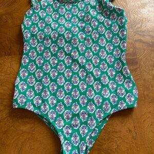 Crewcuts Kids Swim One Piece in Green and White Floral size ~ 16